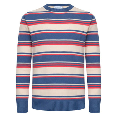 Men's Blue & Red Stripes Knitted Sweater
