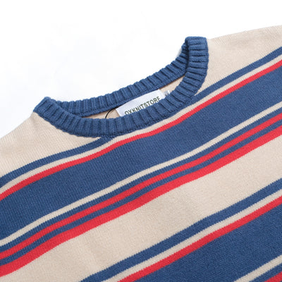 Men's Blue & Red Stripes Knitted Sweater