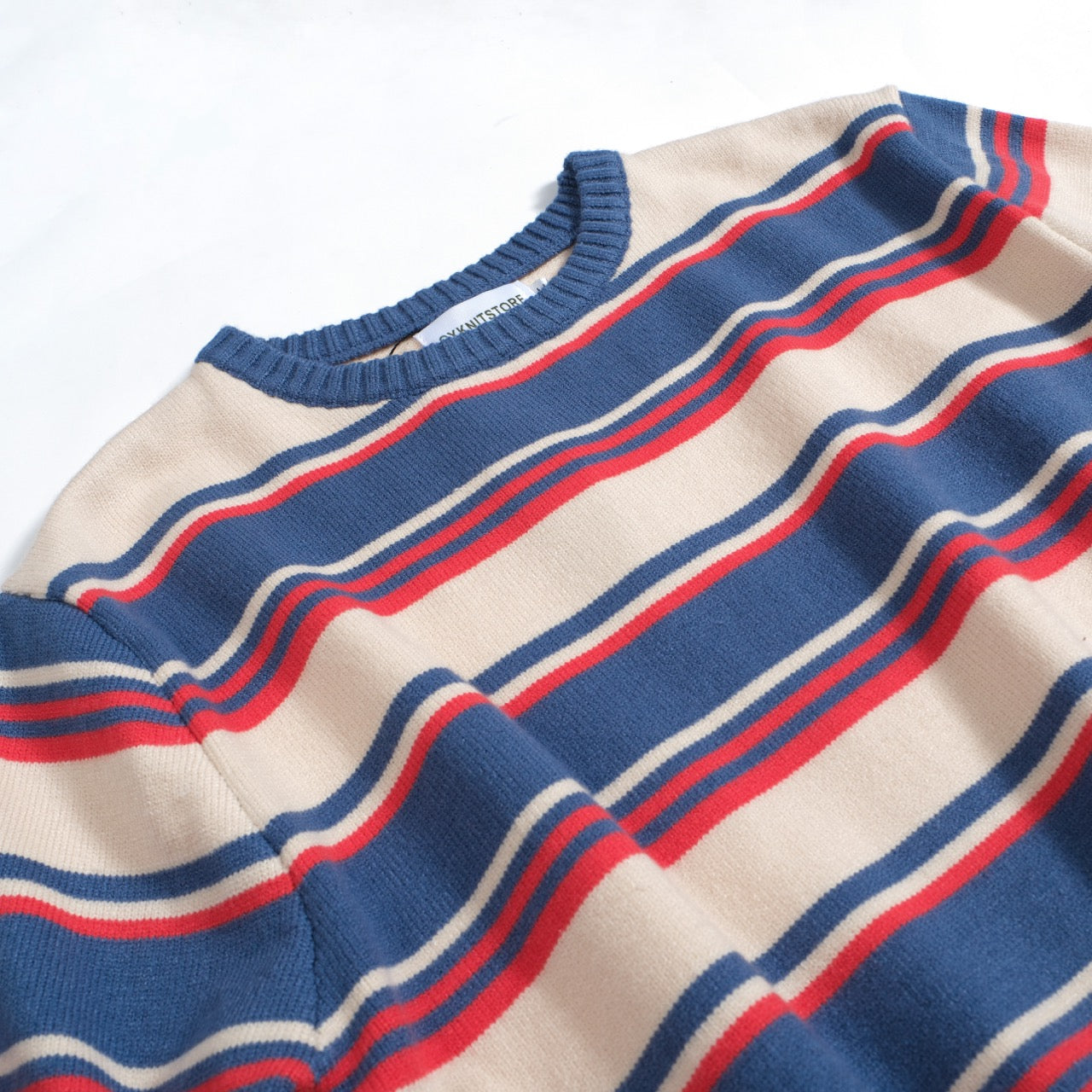 Men's Blue & Red Stripes Knitted Sweater