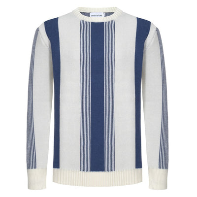 Men's Blue & White Lines Knitted Sweater