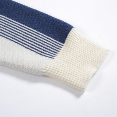 Men's Blue & White Lines Knitted Sweater