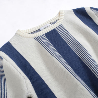 Men's Blue & White Lines Knitted Sweater