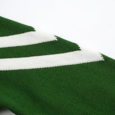 Men's Green Retro Knitted Sweater with White V Lines