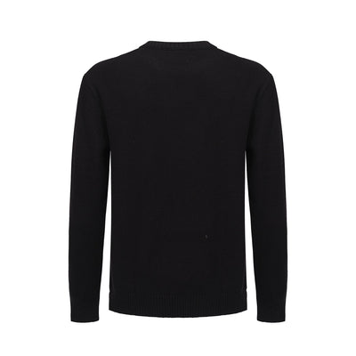 Men's Orange Lightning Print Knitted Black Sweater