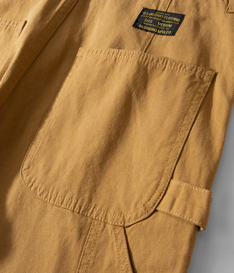 Men's Vintage Casual Canvas Railroad Worker Multi-Pocket Cargo Pants