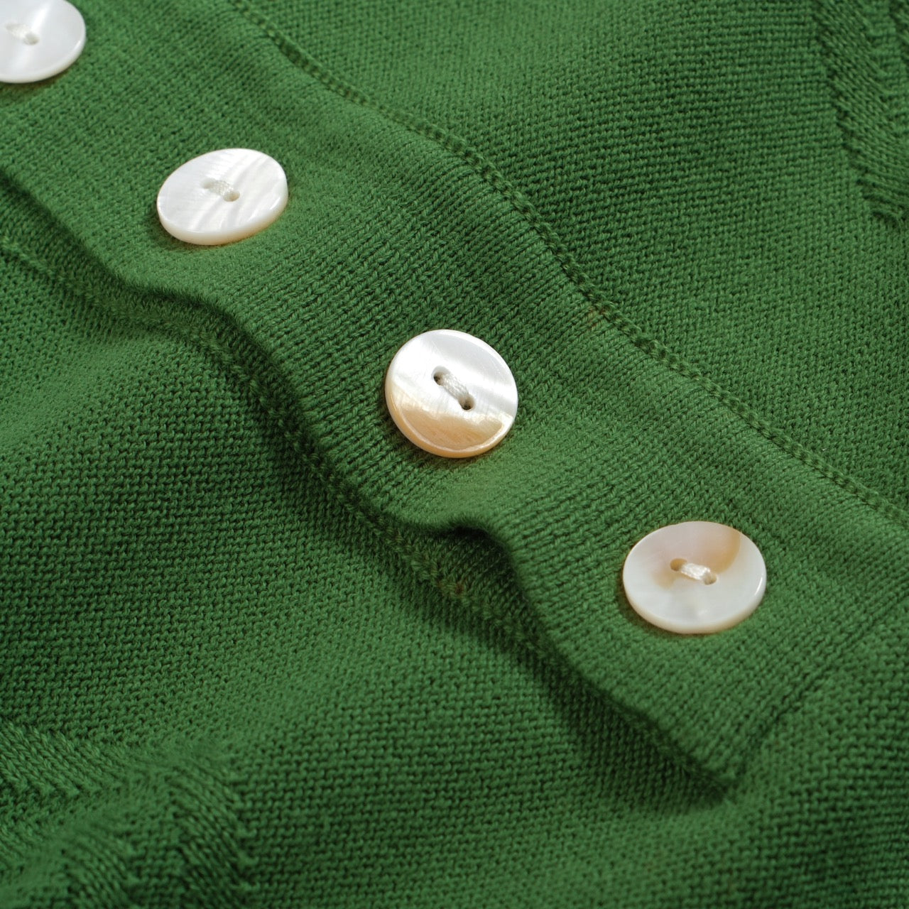 Men's Light Green Knit Polo With Geometric Pattern Jacquard Panel
