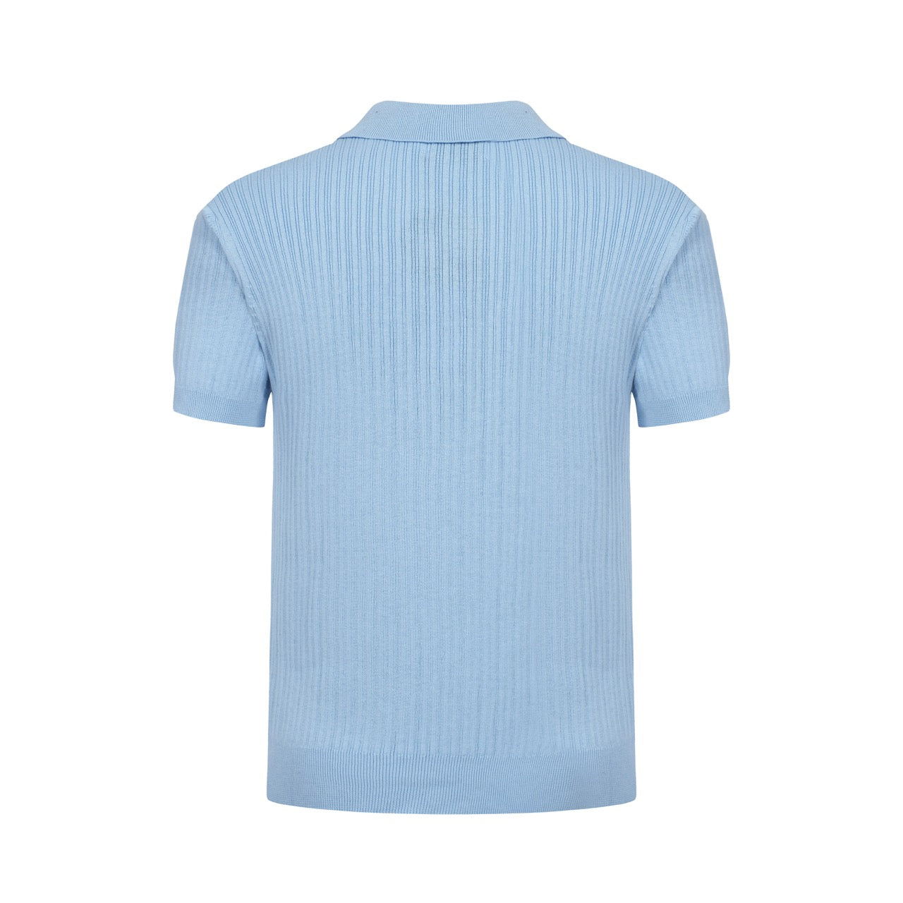 Men's Solid Light Blue Lapel Knitted Polo