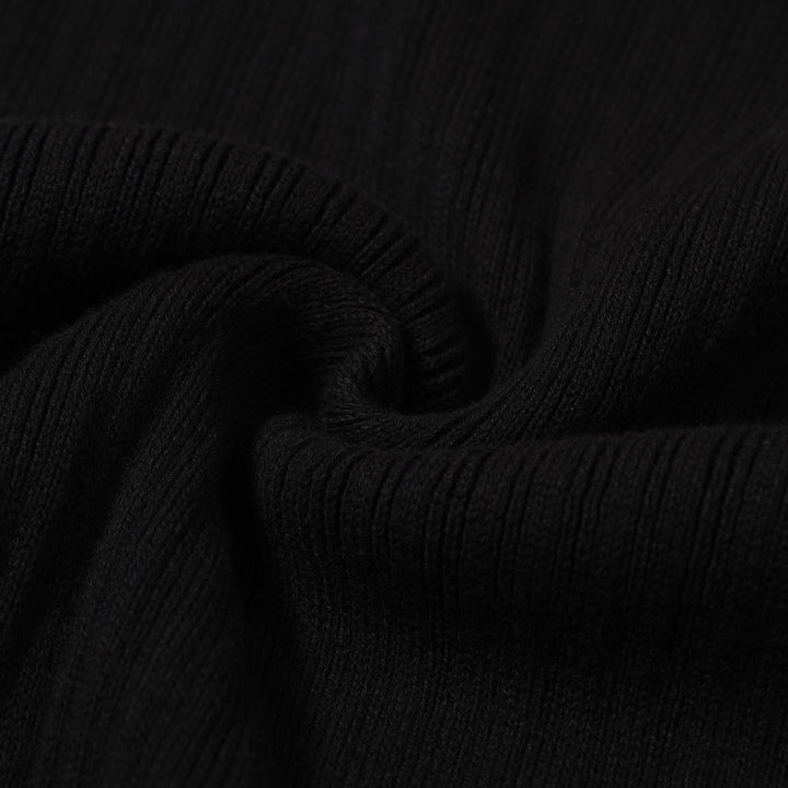 Men's 60s Black Ribbed Knit Polo – Minimalist Retro Shirt
