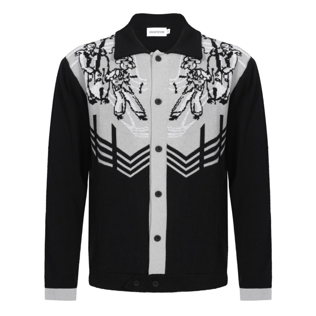 Men's Rockabilly Band Black Knit Cardigan