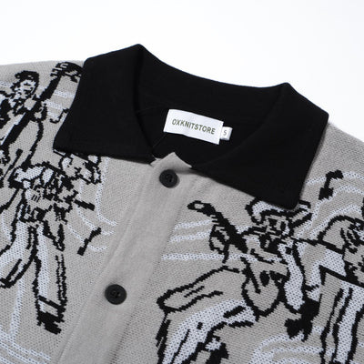 Men's Rockabilly Band Black Knit Cardigan
