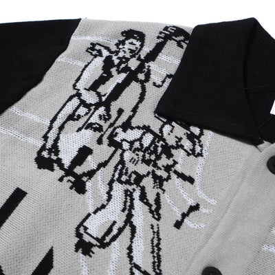 Men's Rockabilly Band Black Knit Cardigan