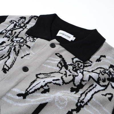 Men's Rockabilly Band Black Knit Cardigan