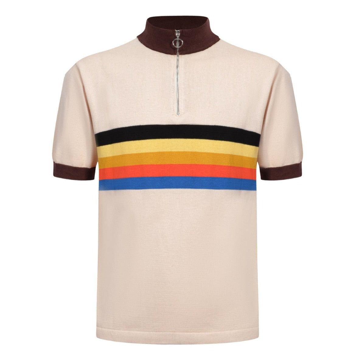 Polo rétro en tricot bleu des années 60 pour hommes