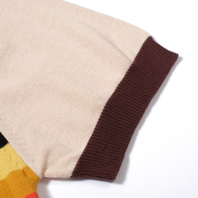 Polo rétro en tricot bleu des années 60 pour hommes