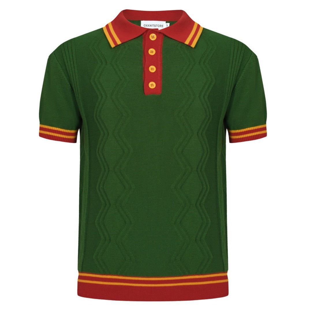 Heren casual jaren 1960 mod stijl donker oranje mod gebreide knop retro polo