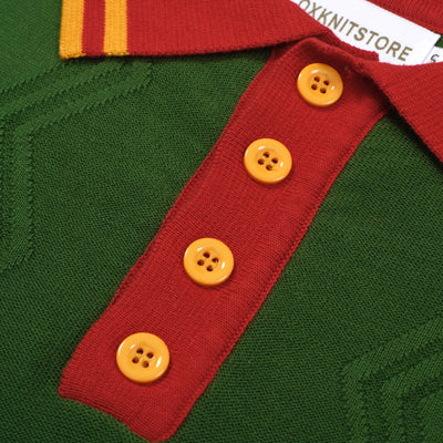 Heren casual jaren 1960 mod stijl donker oranje mod gebreide knop retro polo