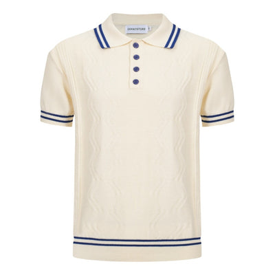 Ανδρικό casual 1960 Mod Style Blue 60s Mod Knit Retro Polo