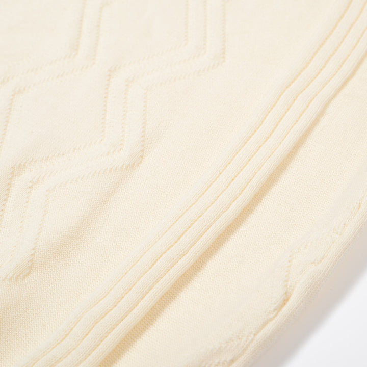 Men's 60s Mod Cream Knit Polo with Blue Stripes – Vintage Tennis Vibes