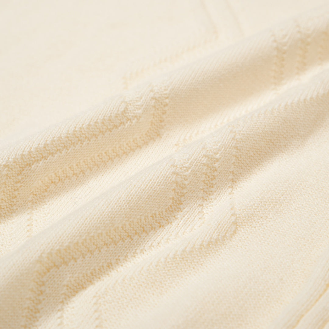 Men's 60s Mod Cream Knit Polo with Blue Stripes – Vintage Tennis Vibes