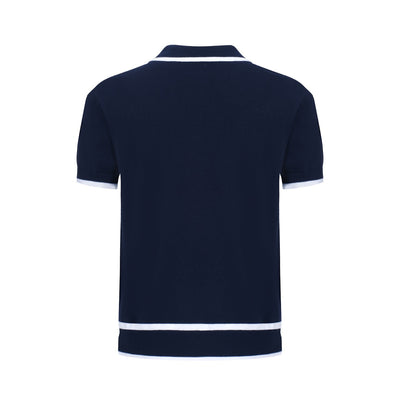 Men's Navy Blue Knitted Polo Shirts