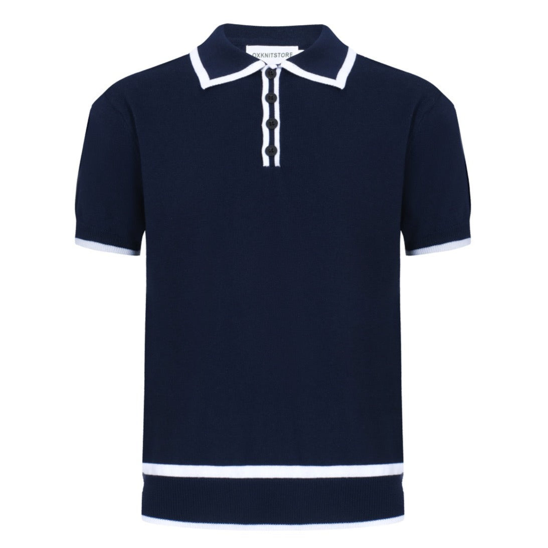 Men's Navy Blue Knitted Polo Shirts