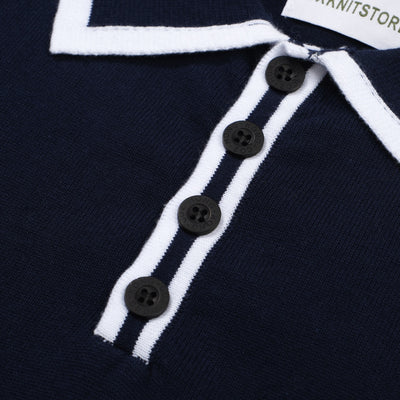 Men's Navy Blue Knitted Polo Shirts