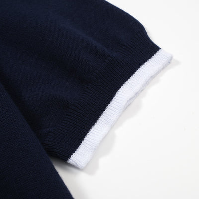 Men's Navy Blue Knitted Polo Shirts