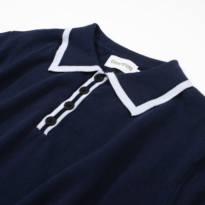 Men's Navy Blue Knitted Polo Shirts