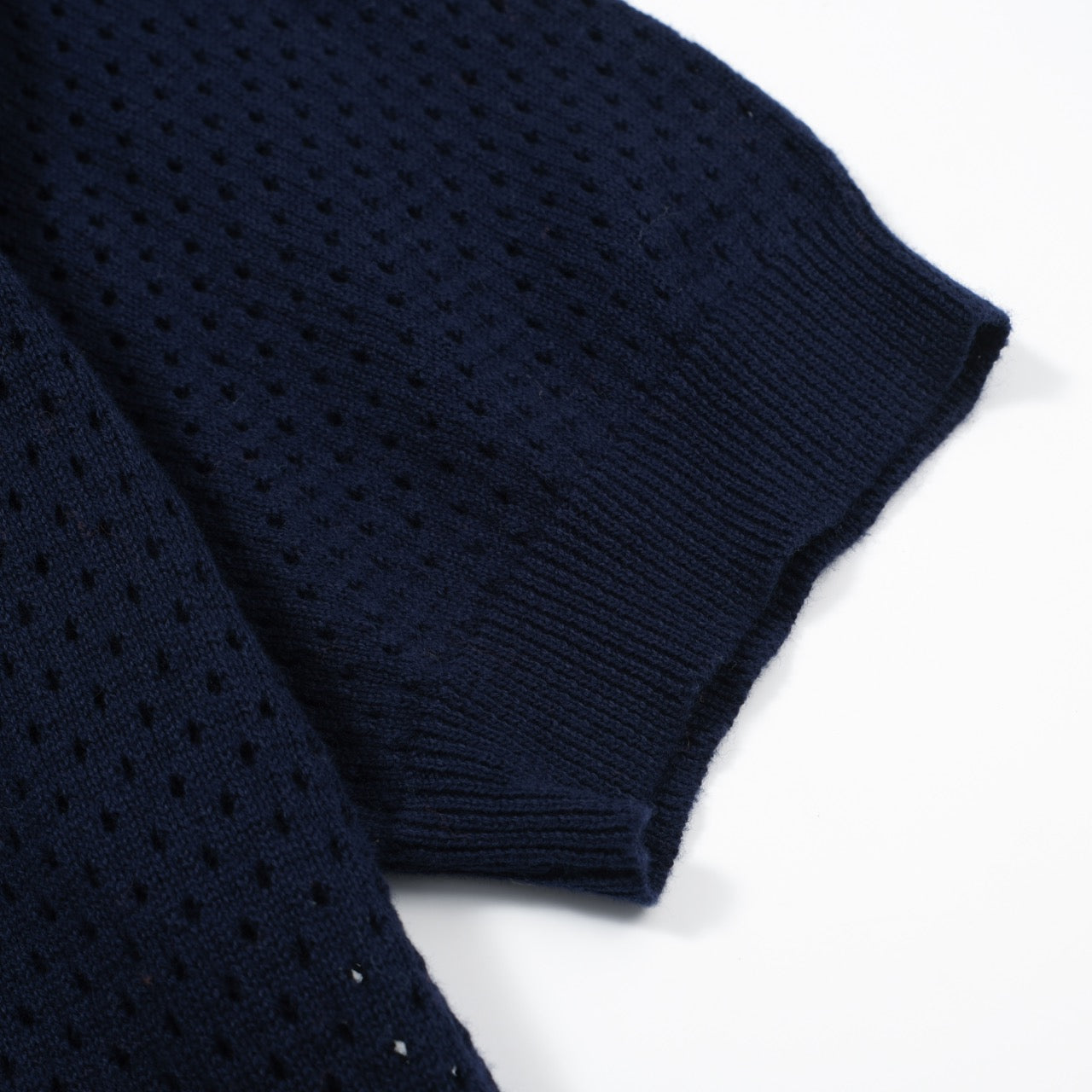 Men's Navy Blue Knitted Short Sleeves Polo