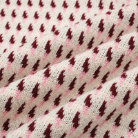 Men's 60s Cream Knit Polo Shirt – Burgundy Micro Pattern Retro Style