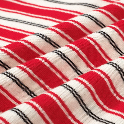 Men's Red & Off White Stripe Knitted Short Sleeves Polo