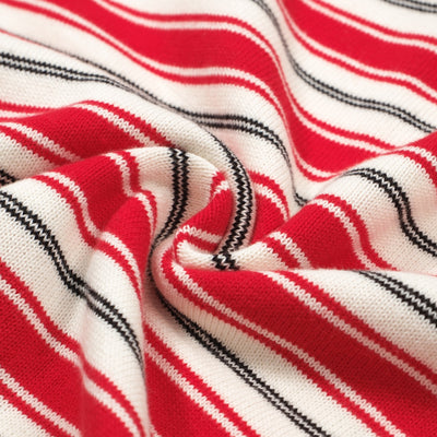 Men's Red & Off White Stripe Knitted Short Sleeves Polo