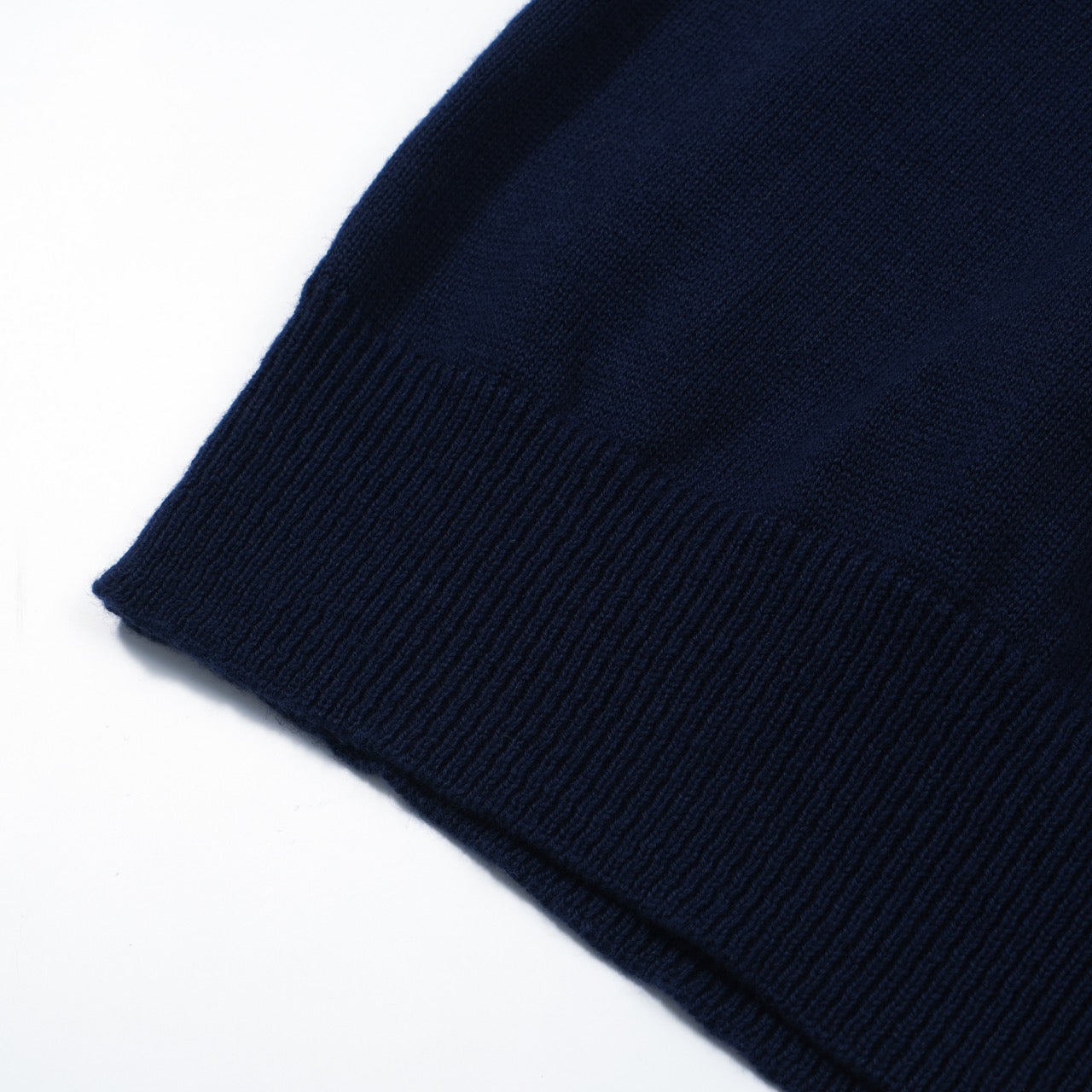 Men's Navy Blue Knitted Long Sleeve Polo With Pocket