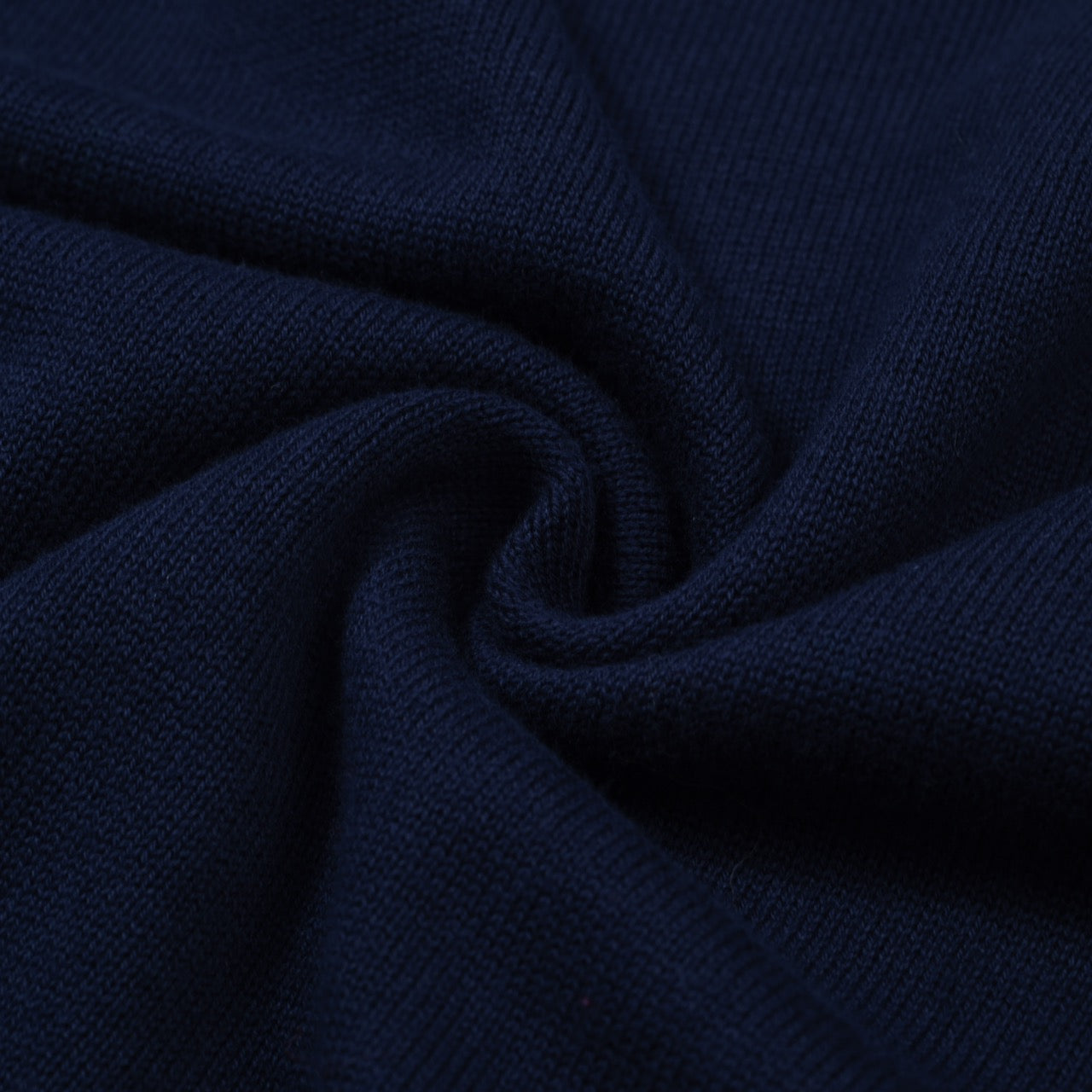 Men's Navy Blue Knitted Long Sleeve Polo With Pocket