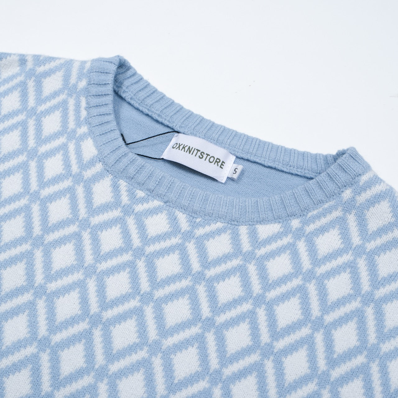 Men's Retro Style Light Blue Knitted Long Sleeve Wear