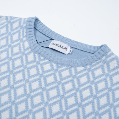 Men's Retro Style Light Blue Knitted Long Sleeve Wear