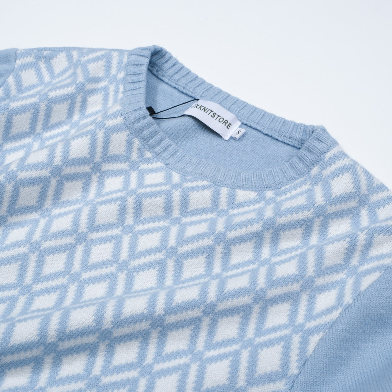 Men's Retro Style Light Blue Knitted Long Sleeve Wear