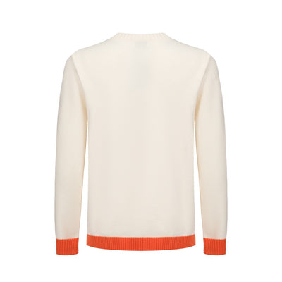 Men's Retro Style Orange Knitted Long Sleeve Sweater
