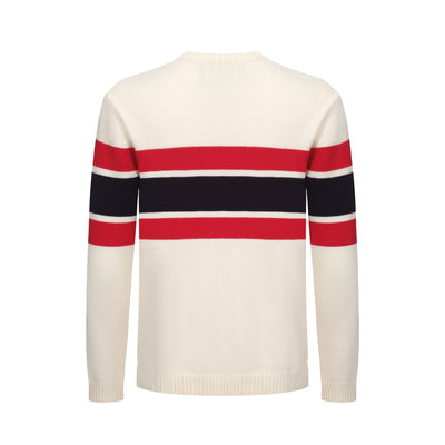 Men's Retro Style White Knitted Long Sleeve Sweater