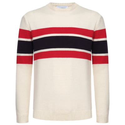 Men's Retro Style White Knitted Long Sleeve Sweater