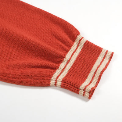 Men's Brown Knitted Long Sleeves Polo With Apricot Lines