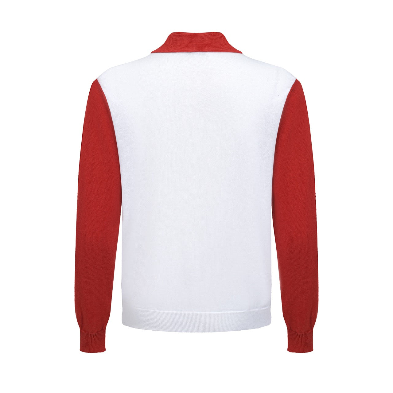 Men's Orange & White Knitted Long Sleeves Polo With Rainbow Stripes