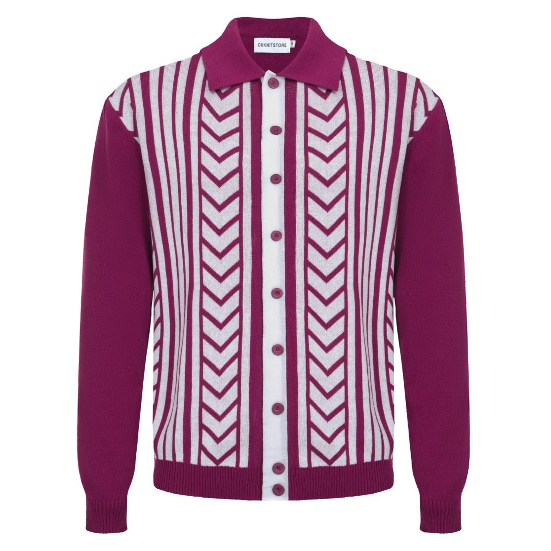 Men's Purple Knitted Long Sleeves Polo