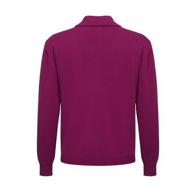 Men's Purple Knitted Long Sleeves Polo