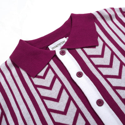 Men's Purple Knitted Long Sleeves Polo