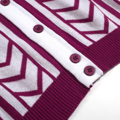 Men's Purple Knitted Long Sleeves Polo