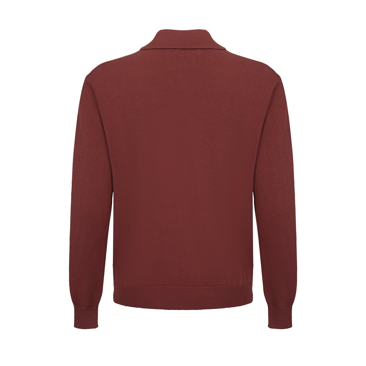 Men's Dark Brown Knitted Long Sleeves Polo