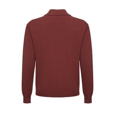 Men's Dark Brown Knitted Long Sleeves Polo