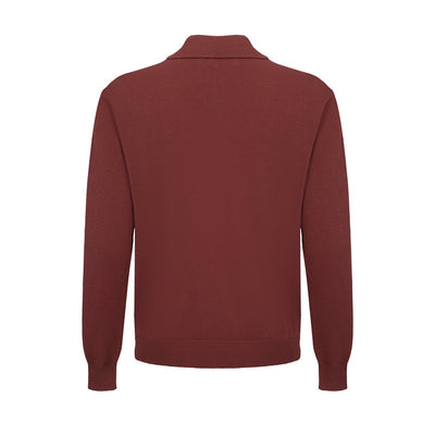 Men's Dark Brown Knitted Long Sleeves Polo