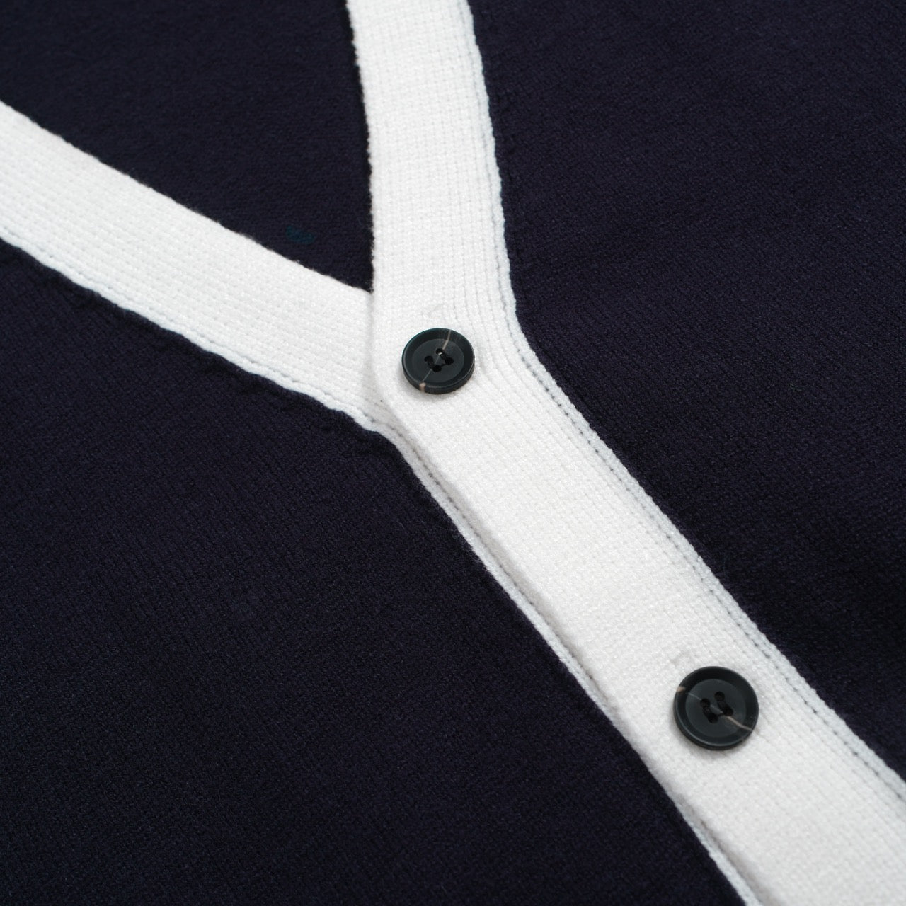 Men's Navy Blue Knitted Long Sleeves Cardigan With Double